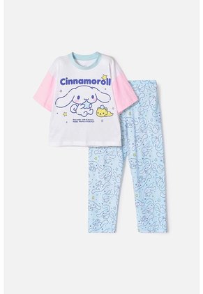 Pijama De Cinnamoroll Manga Corta Multicolor Para Niña 10
