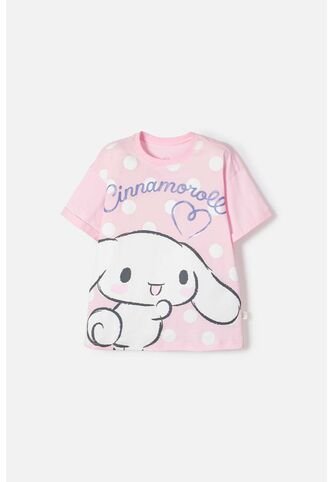 Camiseta De Cinnamoroll Manga Corta Rosa Para Niña 4 CINNAMOROLL