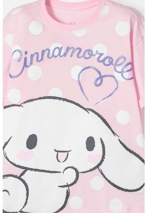 Camiseta De Cinnamoroll Manga Corta Rosa Para Niña 10
