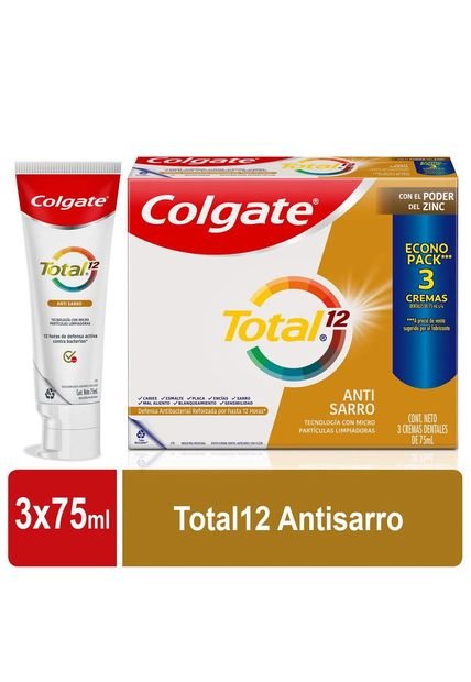 Crema Dental Colgate Anti-Sarro Econo Pack 3 X 75 Gr