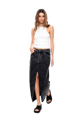 Maxi Falda Con Abertura En Frente Color Blue