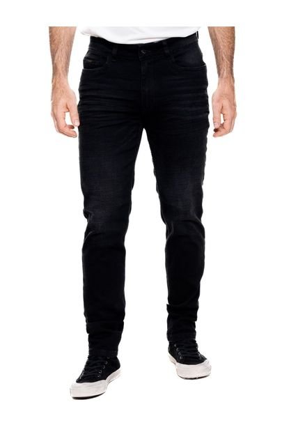 Black Slim Fit Jeans Con Desgastes Color Blue
