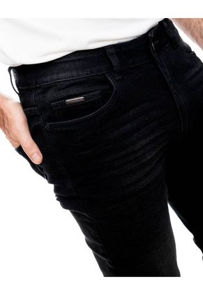 Black Slim Fit Jeans Con Desgastes Color Blue