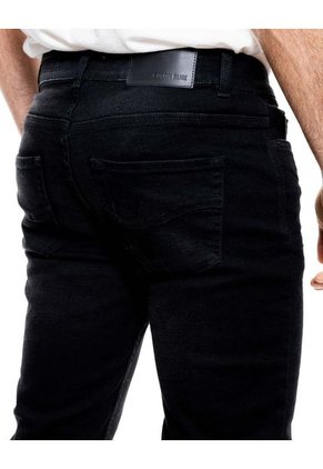 Black Slim Fit Jeans Con Desgastes Color Blue