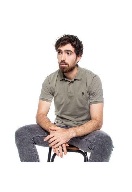 Polo Logo Bordado Teñido Old Wash Color Blue