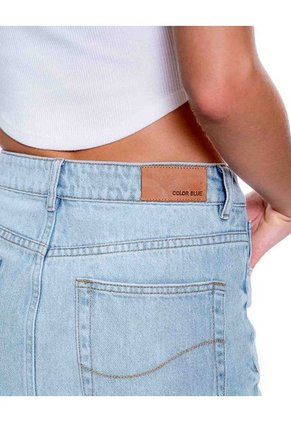 Maxi Falda En Denim Con Pretina Cruzada Color Blue