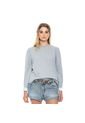 Buzo En Burda Cuello Redondo Con Recogido En Hombros Color Blue de Color Blue
