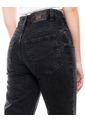 Black Denim High Waist Mom Fit Jeans Con Botonadura Interna Color Blue de Color Blue