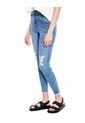 High Waist Skinny Jeans Power Stretch Tono Medio Con Rotos Y Ruedo Desflecado Color Blue de Color Blue