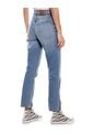 High Waist Straight Fit Jeans Tono Medio Con Botonadura Interna Color Blue de Color Blue