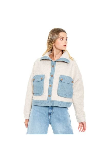 Chaqueta Ovejera Con Piezas En Denim Ecológico Color Blue