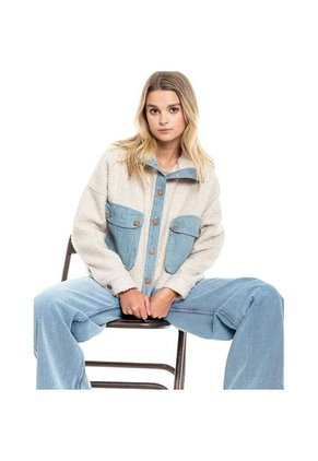 Chaqueta Ovejera Con Piezas En Denim Ecológico Color Blue