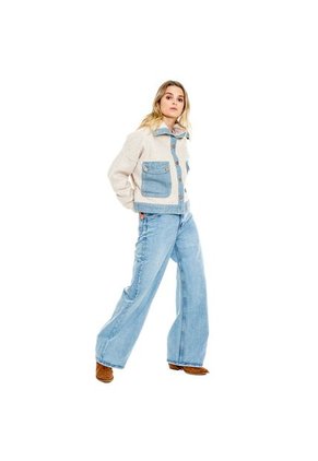 Chaqueta Ovejera Con Piezas En Denim Ecológico Color Blue