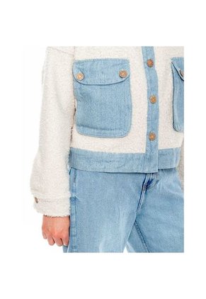 Chaqueta Ovejera Con Piezas En Denim Ecológico Color Blue