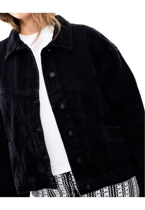 Chaqueta Oversized En Black Denim Con Cortes Color Blue