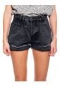 High Waist Black Denim Shorts Con Pinzas Delanteras Y Ruedo Doblado Color Blue de Color Blue