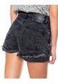 High Waist Black Denim Shorts Con Pinzas Delanteras Y Ruedo Doblado Color Blue de Color Blue