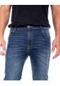 Slim Fit Jeans Lavado Tono Oscuro Color Blue de Color Blue