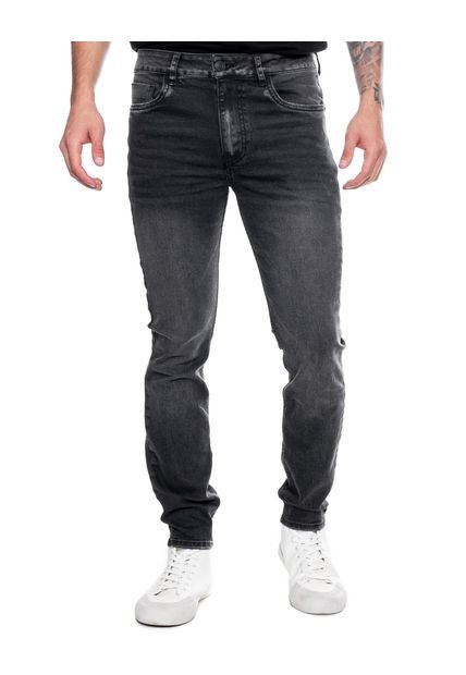 Black Denim Skinny Jeans Con Desgastes Color Blue