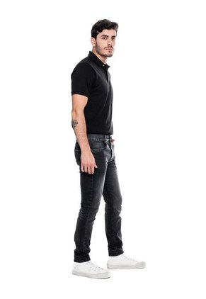 Black Denim Skinny Jeans Con Desgastes Color Blue