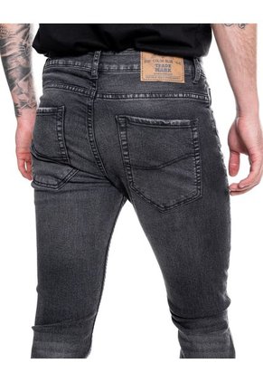 Black Denim Skinny Jeans Con Desgastes Color Blue