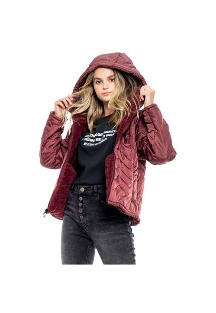 Chaqueta Acolchada Con Peluche En Todo El Interior, Capucha Y Cierres En Delantero Color Blue