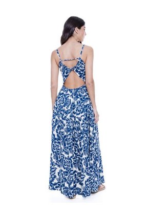 Maxi Vestido De Tiras Con Estampado De Flores Color Blue