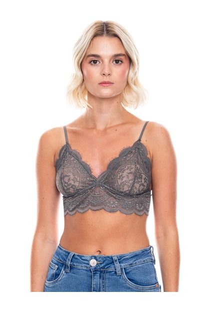 Bralette Unicolor En Encaje Color Blue