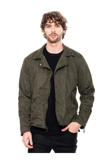 Chaqueta Biker Efecto Gamuza Con Cremalleras Color Blue