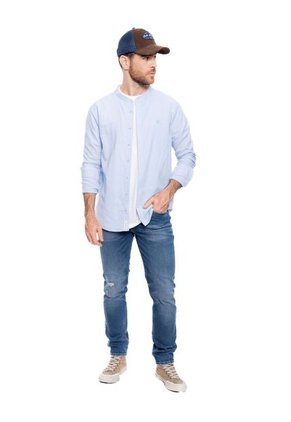 Camisa Manga Larga Cuello Nerú Color Blue