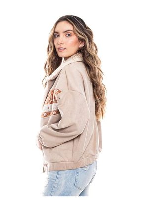 Chaqueta En Suede Con Detalle Tejido Y Cuello Ovejero Color Blue