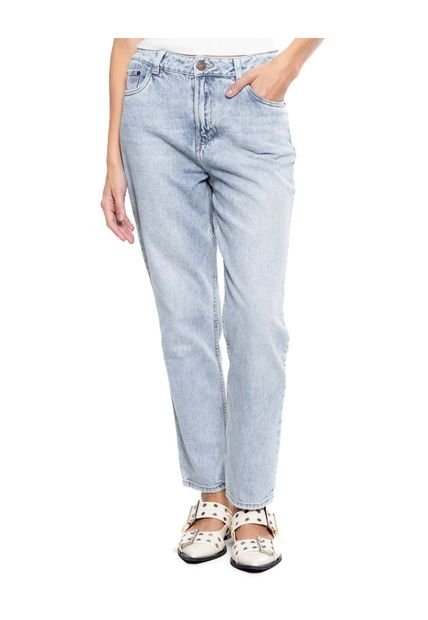 High Waist Mom Fit Jeans Tono Medio Color Blue