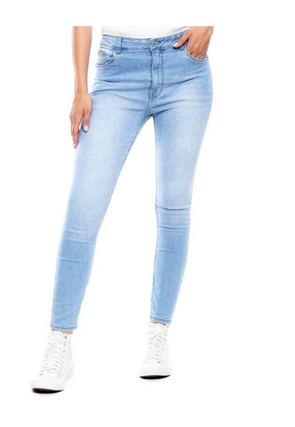 High Waist Skinny Fit Jeans Tono Medio Color Blue