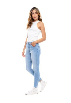High Waist Skinny Fit Jeans Tono Medio Color Blue