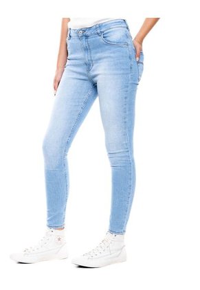 High Waist Skinny Fit Jeans Tono Medio Color Blue