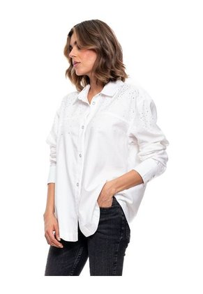 Camisa Manga Larga Con Apliques Decorativos Color Blue