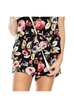 Shorts Estampado Flores Con Elástico Y Jareta En Cintura Color Blue