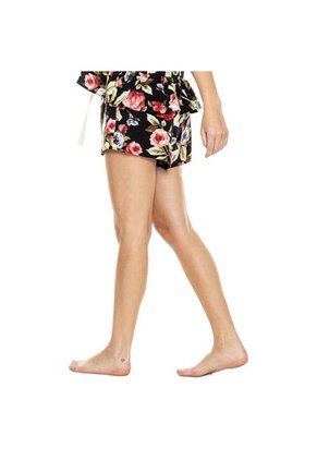 Shorts Estampado Flores Con Elástico Y Jareta En Cintura Color Blue