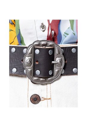 Correa Ancha Con Hebilla Ovalada Y Taches Decorativos Color Blue