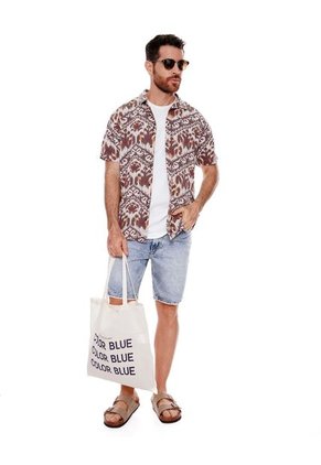 Camisa Manga Corta Estampada Color Blue