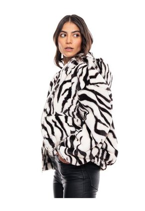 Chaqueta Pelos Oversized Con Chompa En Estampado Cebra Color Blue