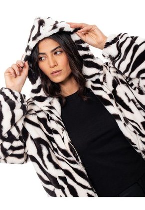 Chaqueta Pelos Oversized Con Chompa En Estampado Cebra Color Blue