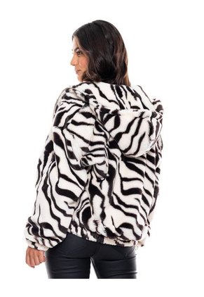 Chaqueta Pelos Oversized Con Chompa En Estampado Cebra Color Blue