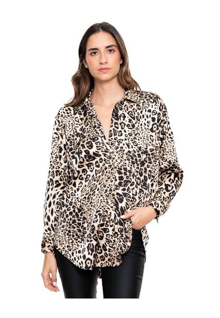 Camisa Manga Larga Estampado Animal Print Color Blue