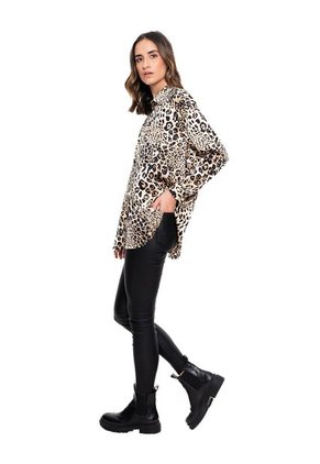 Camisa Manga Larga Estampado Animal Print Color Blue