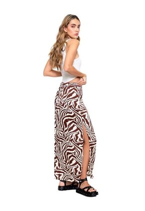 Falda Larga Con Aberturas Laterales Estampado Animal Print Color Blue