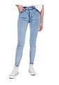 High Waist Skinny Jeans Tono Medio Con Reservas De Costuras Color Blue de Color Blue