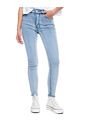 High Waist Skinny Jeans Tono Medio Con Reservas De Costuras Color Blue de Color Blue