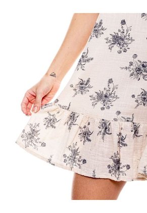 Vestido Corto De Tiras Estampado Flores Color Blue