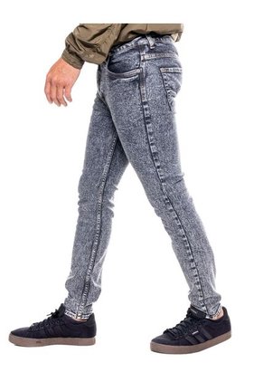 Black Denim Skinny Fit Lavado Acid Wash Color Blue